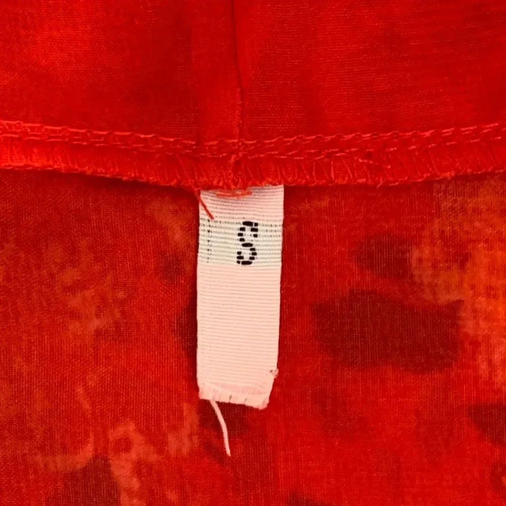 Red Floral Print Sheer Chiffon Kimono Cardigan 3/4 Sleeve Boho Beach Cover Up